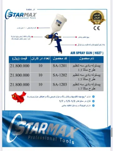 پیستوله سه تنظیم مدل ساتا نازل 1/3 استارمکس