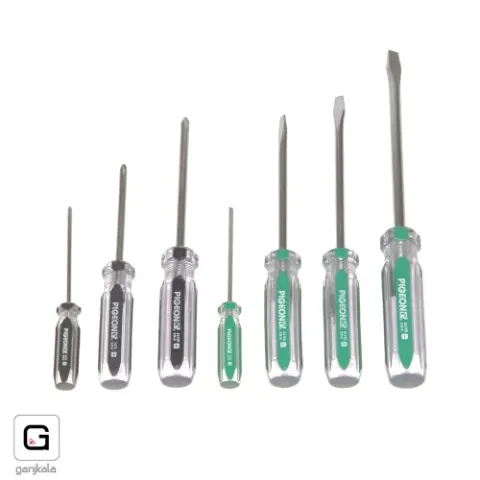 پیچ گوشتی 7 عددی پیژن (دسته سبز و مشکی)